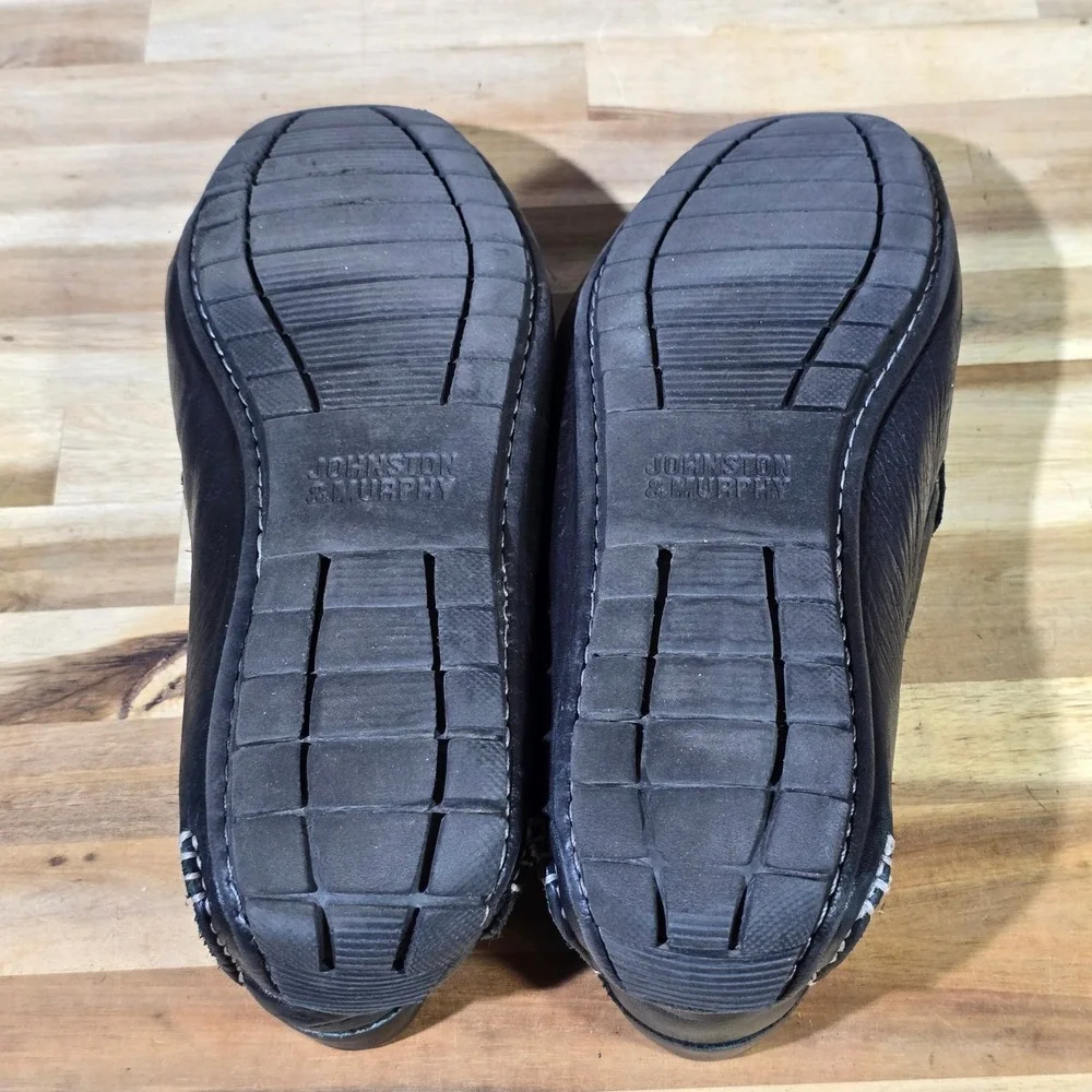 Johnston & Murphy McGuffey Loafer Black Leather Sheepskin Slip On Size 11 M Men‎